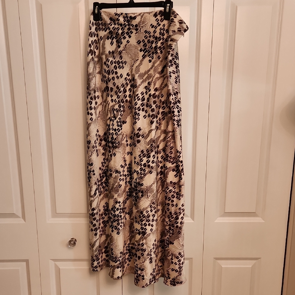 Express Black and Cream Animal Print A-Line Skirt